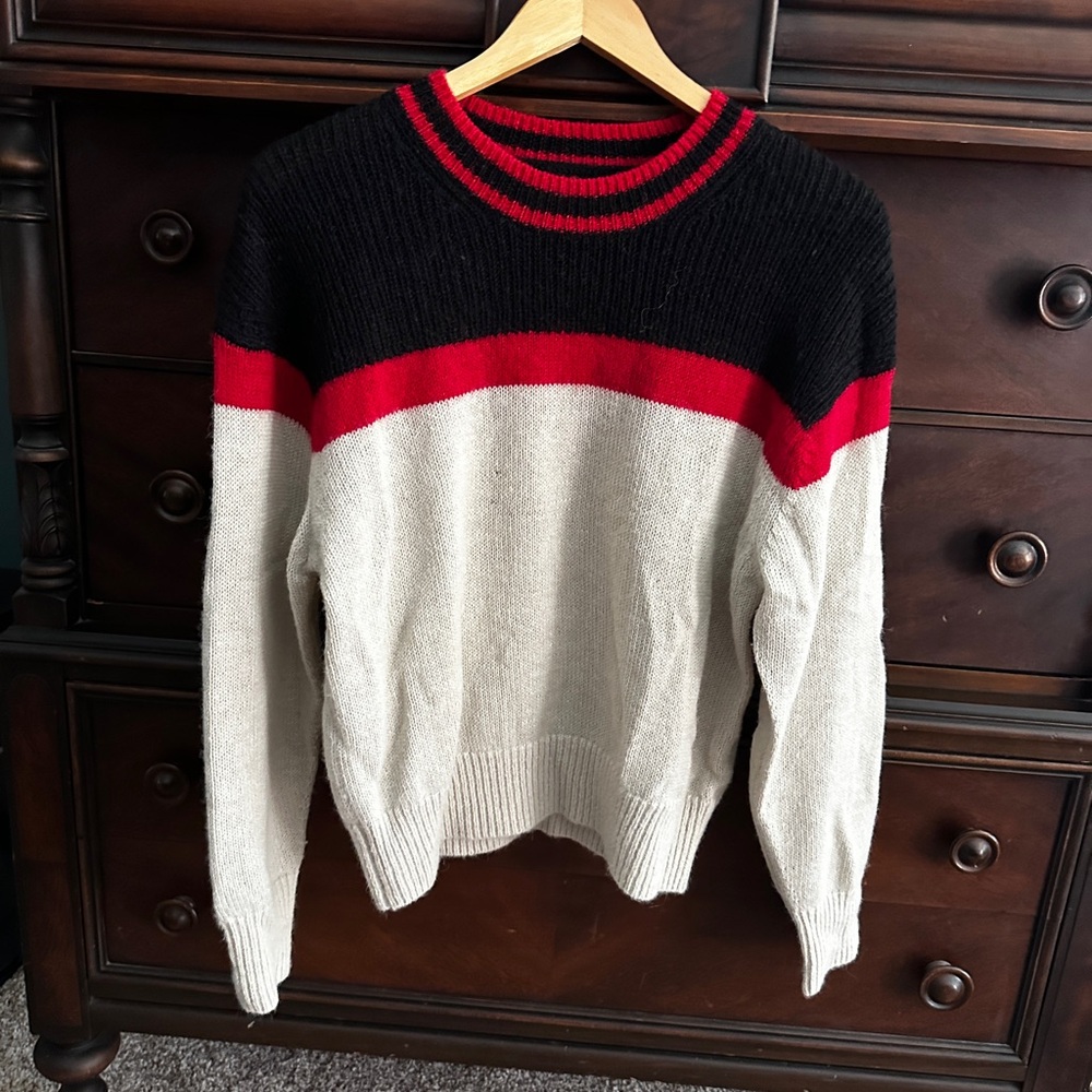 Isabel Etoile Marant Black, Red, and Cream Crewneck Sweater